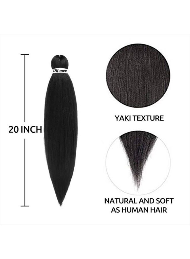 Difunee Pre-stretched Braiding Hair - 16 Inch 8 Packs Medium Long Braiding Hair Yaki Texture Soft Crochet Braids, Natrual Black Brown Hot Water Setting Twist Synthetic Braiding Hair Extensions（16 Inch - Image 5