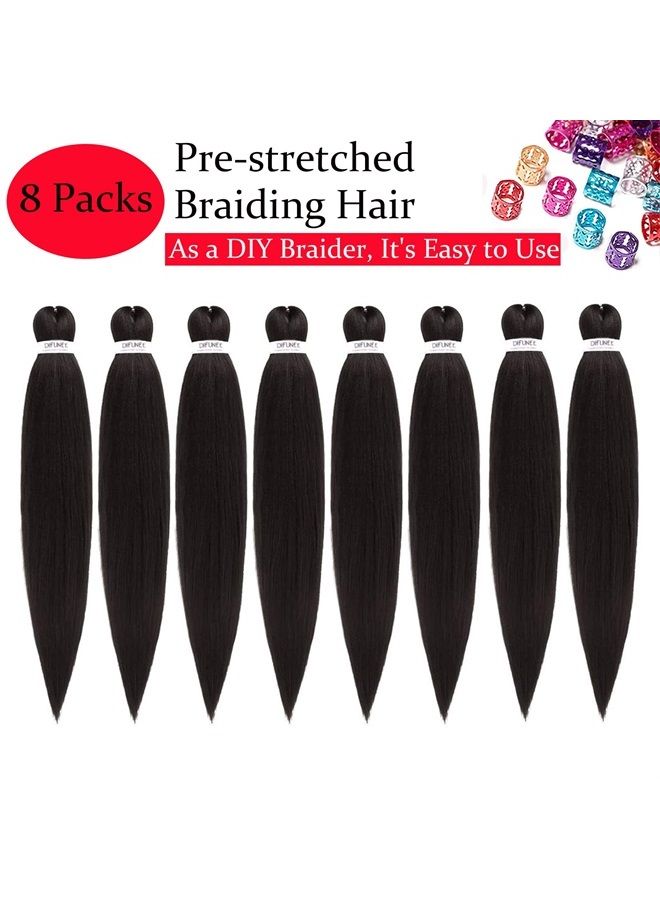 Difunee Pre-stretched Braiding Hair - 16 Inch 8 Packs Medium Long Braiding Hair Yaki Texture Soft Crochet Braids, Natrual Black Brown Hot Water Setting Twist Synthetic Braiding Hair Extensions（16 Inch - Image 3