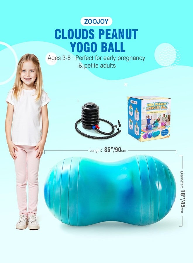 ZOOJOY Peanut Ball for Kids and Adults, 18"x35" / 20"x39" Yoga Ball Chair for Pregnancy Labor, Physical Therapy, Sensory Wiggle Seat, Core Strength, Balance - Anti-Burst Peanut Exercise Ball with Pump - Image 2