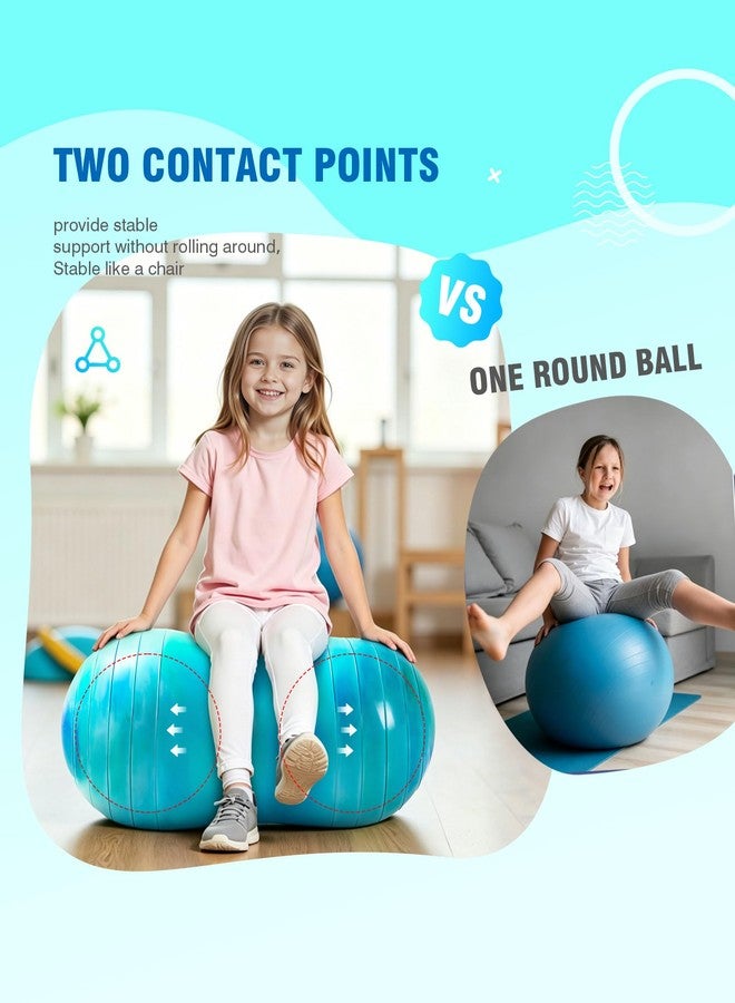 ZOOJOY Peanut Ball for Kids and Adults, 18"x35" / 20"x39" Yoga Ball Chair for Pregnancy Labor, Physical Therapy, Sensory Wiggle Seat, Core Strength, Balance - Anti-Burst Peanut Exercise Ball with Pump - Image 5