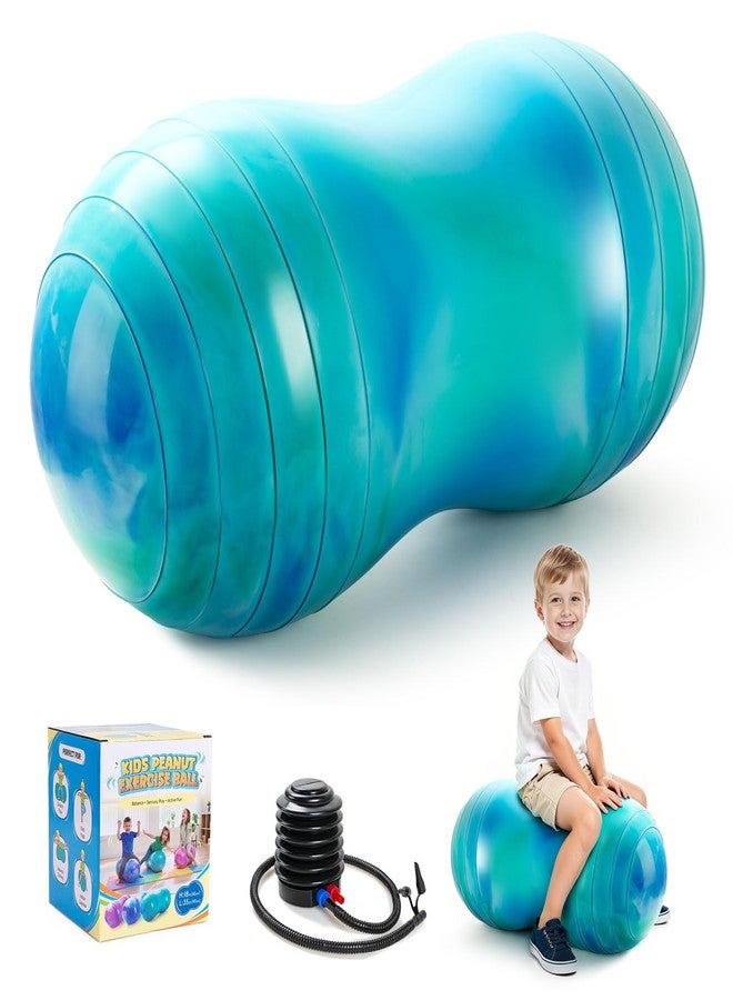 ZOOJOY Peanut Ball for Kids and Adults, 18"x35" / 20"x39" Yoga Ball Chair for Pregnancy Labor, Physical Therapy, Sensory Wiggle Seat, Core Strength, Balance - Anti-Burst Peanut Exercise Ball with Pump - Image 1