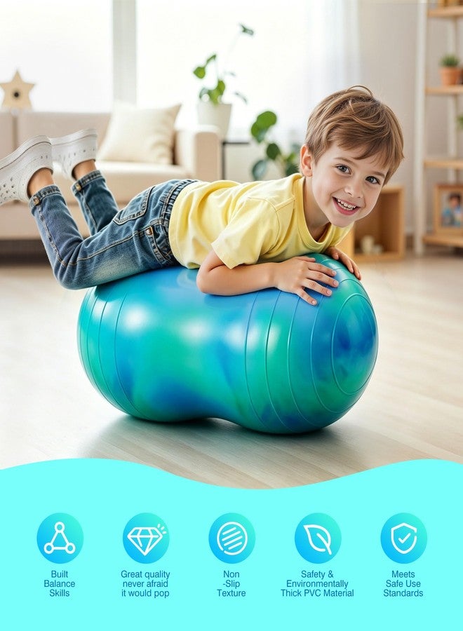 ZOOJOY Peanut Ball for Kids and Adults, 18"x35" / 20"x39" Yoga Ball Chair for Pregnancy Labor, Physical Therapy, Sensory Wiggle Seat, Core Strength, Balance - Anti-Burst Peanut Exercise Ball with Pump - Image 4