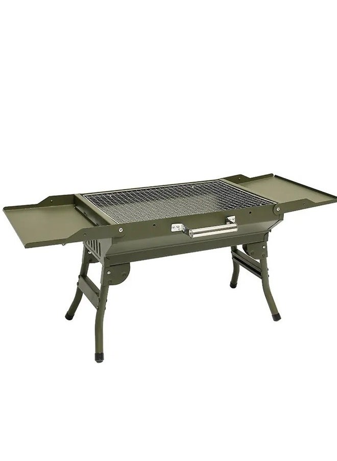 Portable, foldable charcoal grill with cover for picnics and camping