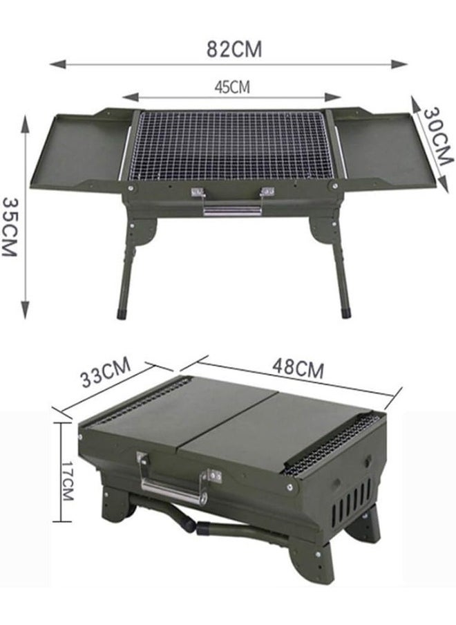 Portable, foldable charcoal grill with cover for picnics and camping
