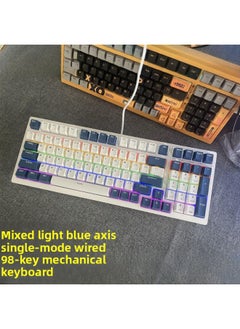 Crystal Axis X87RGB Wireless Mechanical Keyboard Ice Spirit Three-mode Bluetooth Customized Hot Plug Code Word Transparent-Colour:Jellyfish Axis - 38g Fully Transparent Linear Axis / Early Bottoming - 98 Keys White And Blue Color Matching Single-mode Wired Full-key Hot-swappable / Pbt Cap Free Spare Cap - Official Standard