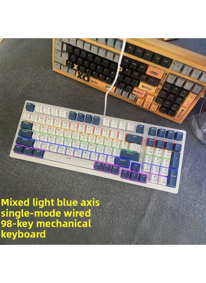 Generic - Crystal Axis X87RGB Wireless Mechanical Keyboard Ice Spirit Three-mode Bluetooth Customized Hot Plug Code Word Transparent-Colour:Jellyfish Axis - 38g Fully Transparent Linear Axis / Early Bottoming - 98 Keys White And Blue Color Matching Single-mode Wired Full-key Hot-swappable / Pbt Cap Free Spare Cap - Official Standard - Image 1