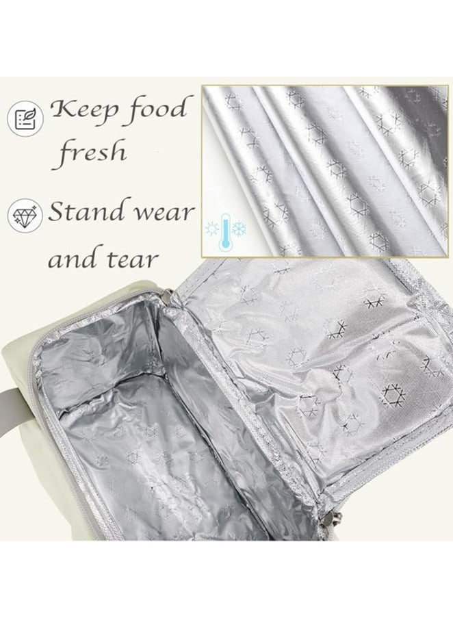 Beauenty Insulated Lunch Bag: Large Capacity Lunch Tote, Reusable Insulated Bag for Work, Office, Picnic, Outdoor Travel Lunch Bag (Beige) - Image 5