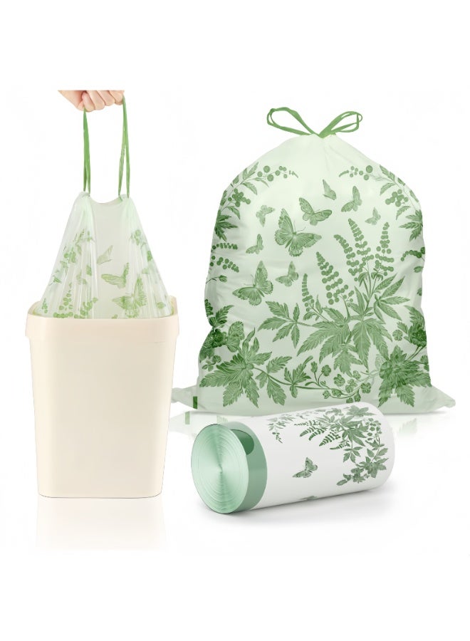 180 Counts Trash Bags（8 Gallon） with Butterfly Printed & Sweet Wormwood Scent, Drawstring Medium Garbage Bags, Leak-Proof, Tear-Resistant & Fragrant Trash Can Liners, Extra Thick Trash Bags for Home/Office, Wide Handles for Easy Carry - Image 1
