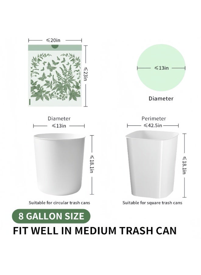 180 Counts Trash Bags（8 Gallon） with Butterfly Printed & Sweet Wormwood Scent, Drawstring Medium Garbage Bags, Leak-Proof, Tear-Resistant & Fragrant Trash Can Liners, Extra Thick Trash Bags for Home/Office, Wide Handles for Easy Carry - Image 2