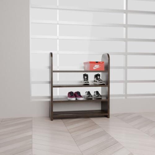 flux 4-Tier Wooden Shoe Rack, Medium Size, Particleboard with Laminate Finish, Freestanding Storage Shelf for Home, Living Room, Kitchen, or Office, 50x20x60 cm, Brown - Image 1