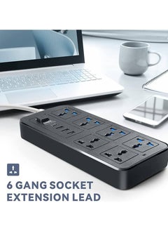 6 Way Port Power Extension Strip with 3 USB and PD Universal Switched Electrical Extension Sockets Power Strip 2Meter Black - pzsku/Z7A4FEE1AEA376EAC4250Z/45/_/1739513750/6c2c34a4-e071-4c3e-9cad-6a82a3e881a8