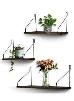 MARGOUN Floating Shelves Wall Mount, Solid Wood Wall Storage Shelves with Iron Frame  - Image 1