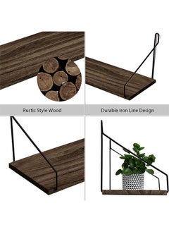 MARGOUN Floating Shelves Wall Mount, Solid Wood Wall Storage Shelves with Iron Frame  - Image 3