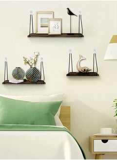 MARGOUN Floating Shelves Wall Mount, Solid Wood Wall Storage Shelves with Iron Frame  - Image 4