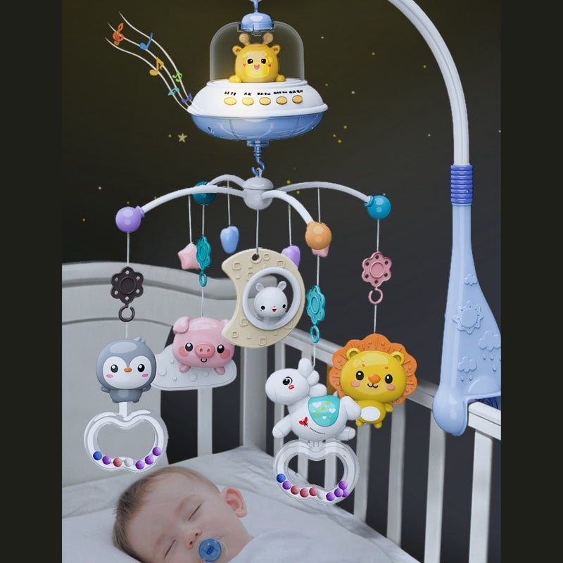 Baby Mobile: 360° Rotating ABS Plastic - Remote Control Timing Function Animal Night Light with 12 Nursery Rhymes for Baby Nursery, Toddler Gift - Image 1