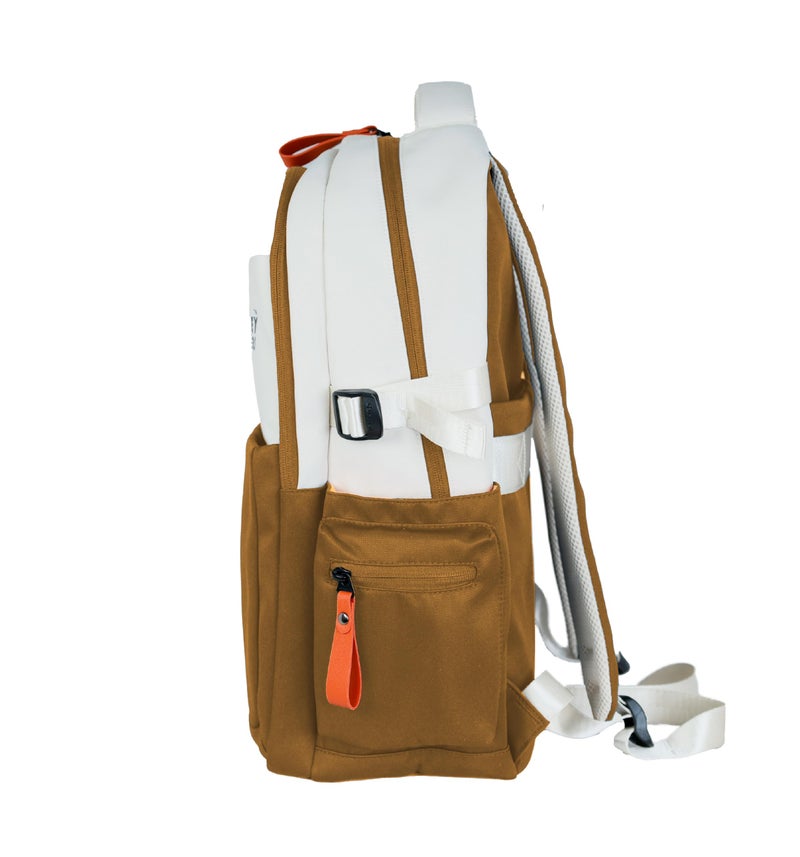 MONKEY TROOPERS Bouje Laptop Backpack Bag For Men Women Girls Boys, college, school, office, travel, casual, 15.6-inch,Quick Access & Zippered Pockets, 27 Litre, Water Resistant (White/Brown) - Image 5