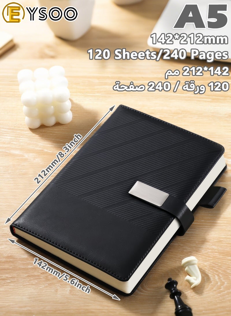 EYSOO A5 Lined Journal Notebook 240 Pages 80 GSM Hardcover Journal Ruled Notebook for Office Home Business School Writing Note Taking (Black) - Image 2