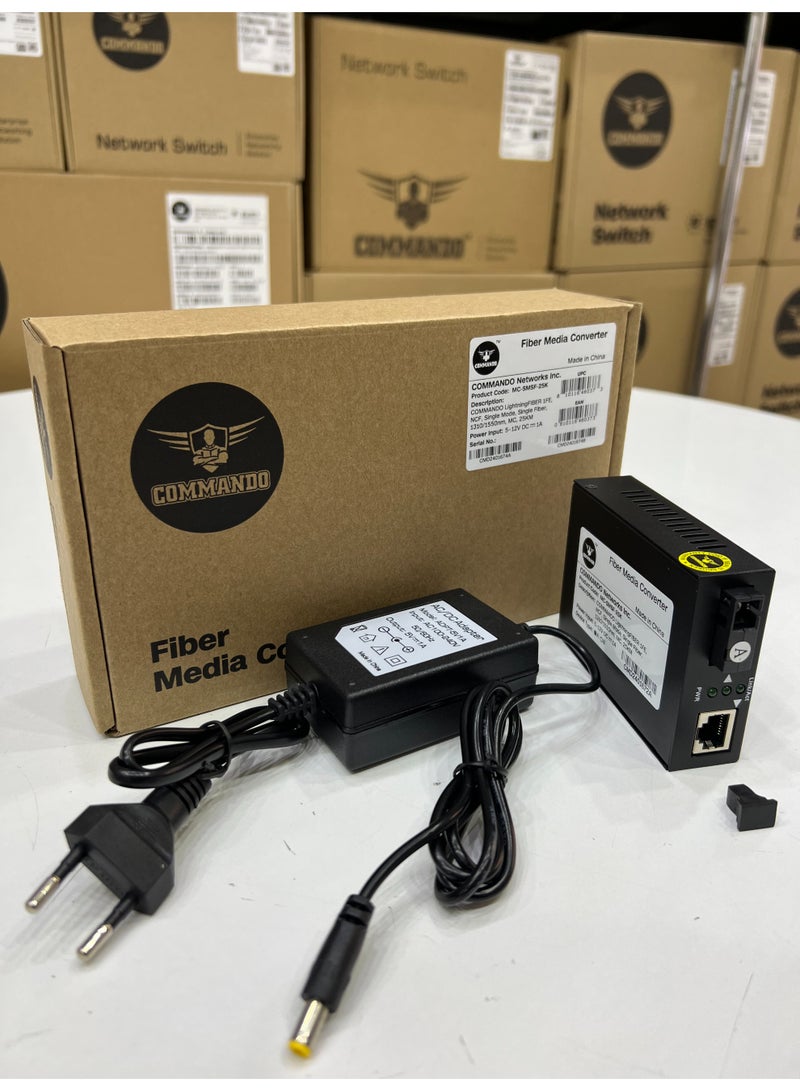 COMMANDO 1FE, NCF, Single Mode, Single Fiber, 1310/1550nm, 25KM, Media Converter (Order in pairs only - 2/4/6...) - MC-SMSF-25K - Image 2
