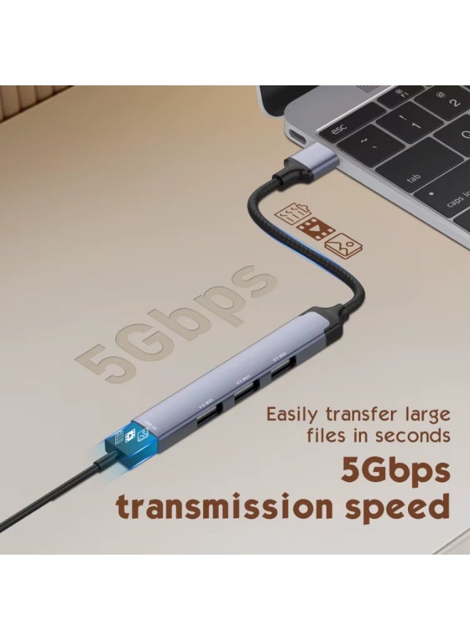 START 4 in 1 USB Hub Adapter, 5Gbps USB 3.0 + 3 USB 2.0 Ports, Compatible with Windows, Mac & Android - Image 4