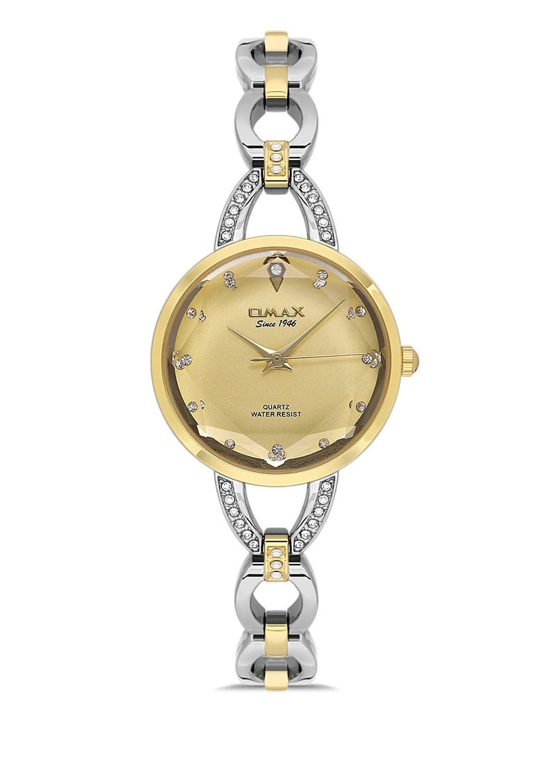 OMAX - Omax Women's Luxury Wrist Watch, Watches for Women, Stainless Watches, Steel Silver Band, Gold Analog Dial, Waterproof Watch, 1 Year Warranty - Image 1