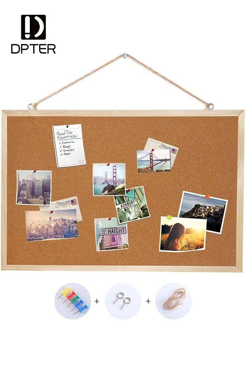 ديبتر لوحة إعلانات لوحة إعلانات من الفلين مقاس 40 × 30 سم، لوحة إعلانات مثبتة على الحائط، لوحة إعلانات رسائل، مثالية لديكور المكتب والمنزل، والمدرسة، والمقصورة - Image 1