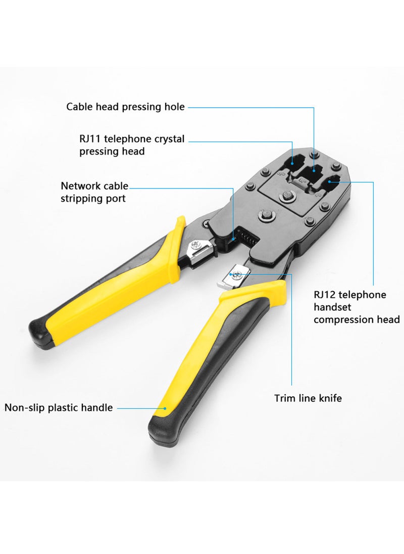 Generic - طقم أدوات إصلاح الشبكة RJ45 RJ11 RJ12 من Handskit مع أداة اختبار الكابلات ومشبك زنبركي وأداة ضغط وكماشة ضغط - Image 1