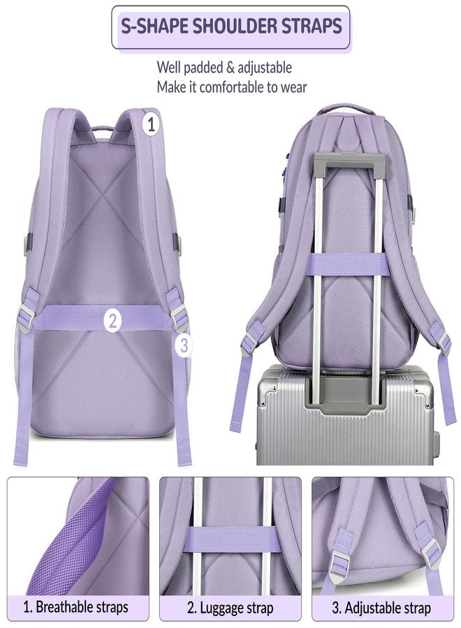 Lohol Water Resistant Daypack with Mulitiple Pockets for Travel Outdoor College, 15.6 inch Laptop Backpack for Men and Women, Purple, Large, Daypack Backpacks - Image 5