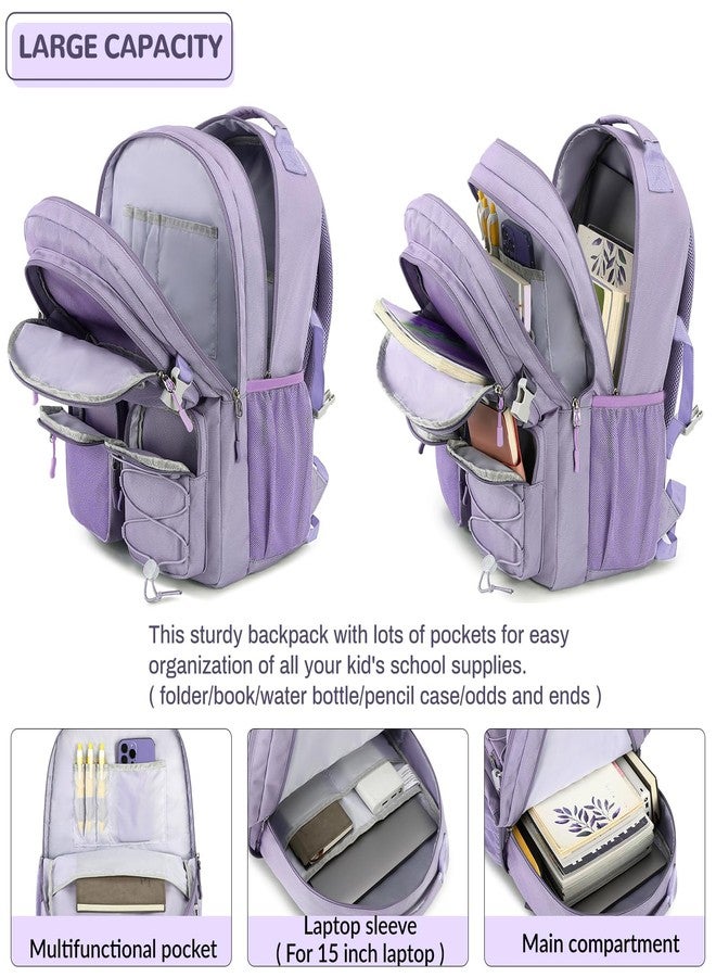 Lohol Water Resistant Daypack with Mulitiple Pockets for Travel Outdoor College, 15.6 inch Laptop Backpack for Men and Women, Purple, Large, Daypack Backpacks - Image 4