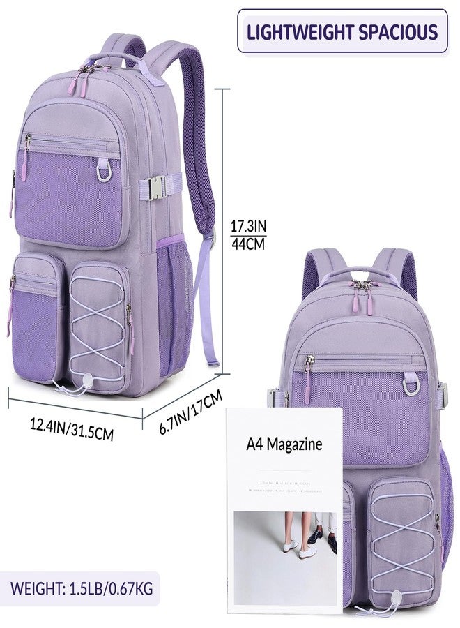 Lohol Water Resistant Daypack with Mulitiple Pockets for Travel Outdoor College, 15.6 inch Laptop Backpack for Men and Women, Purple, Large, Daypack Backpacks - Image 3