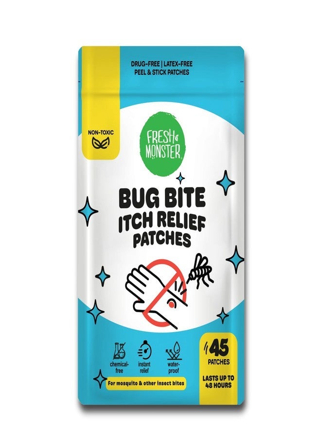 Fresh Monster Bug Bite Itch Relief Patches - for Mosquito & Other Insect Bites, Instant Bug Bite Relief for Kids & Adults, Natural & Toxin-Free, 45 Count - Image 1