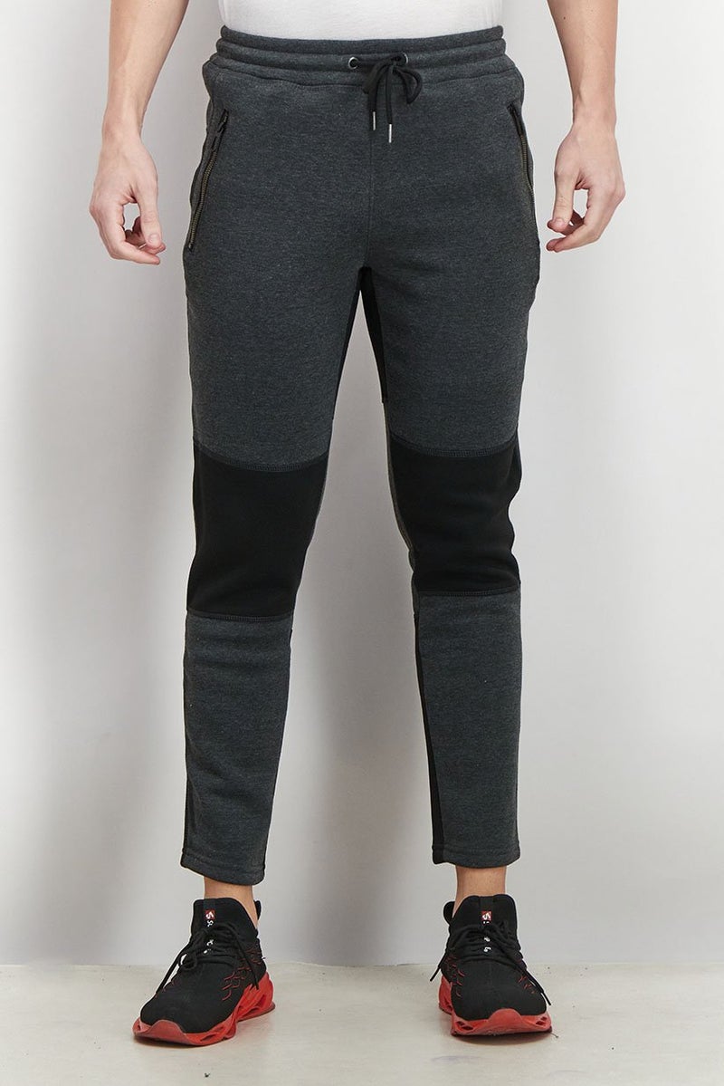 RBX Men Sportswear Fit Drawstring Tapered Jogger Pants, Charcoal - Image 1