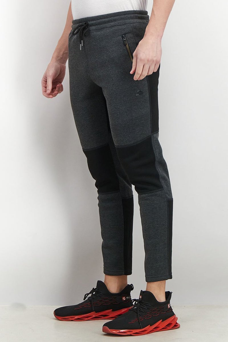 RBX Men Sportswear Fit Drawstring Tapered Jogger Pants, Charcoal - Image 4