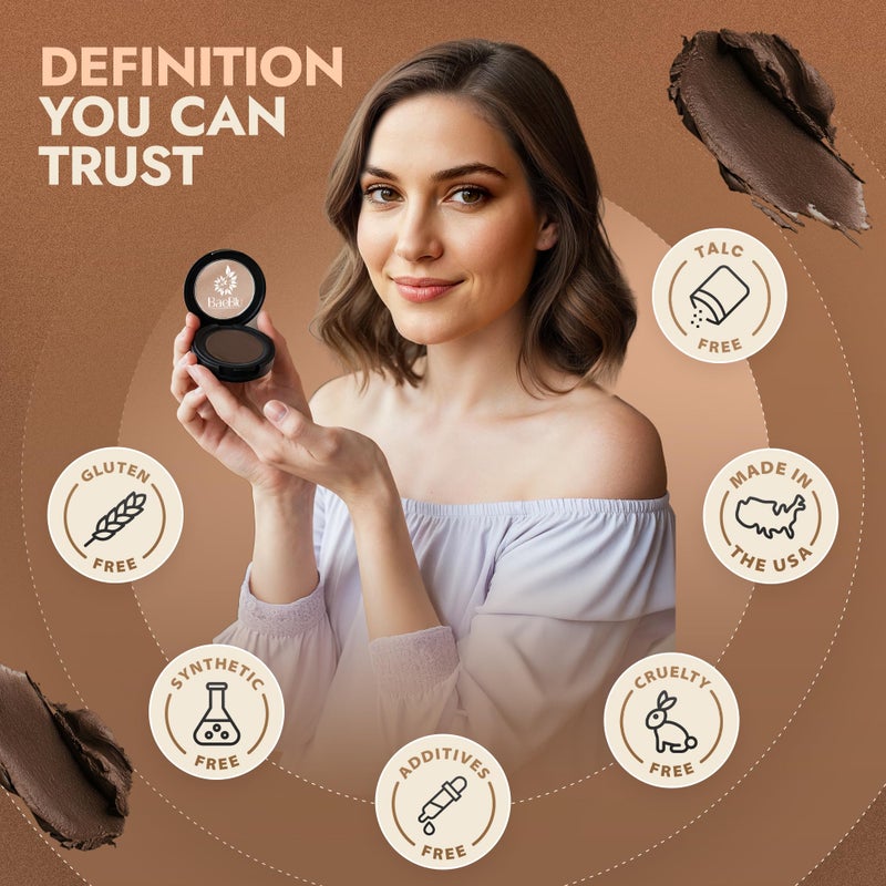 BaeBlu Organic Tinted Eyebrow Pomade, Medium - Water & Smudge-Proof Sculpting Eyebrow Wax for Shaping, Defining & Filling - Long-Lasting 18-Hour Hold - Easy-to-Apply, Vegan & Cruelty-Free - Made in USA - Image 3