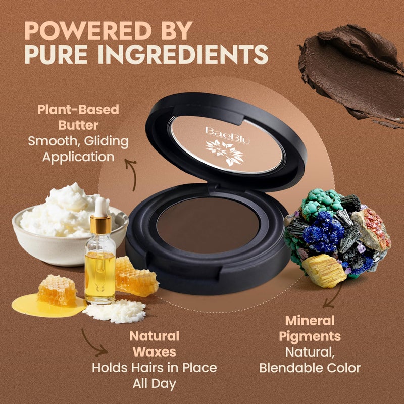 BaeBlu Organic Tinted Eyebrow Pomade, Medium - Water & Smudge-Proof Sculpting Eyebrow Wax for Shaping, Defining & Filling - Long-Lasting 18-Hour Hold - Easy-to-Apply, Vegan & Cruelty-Free - Made in USA - Image 2