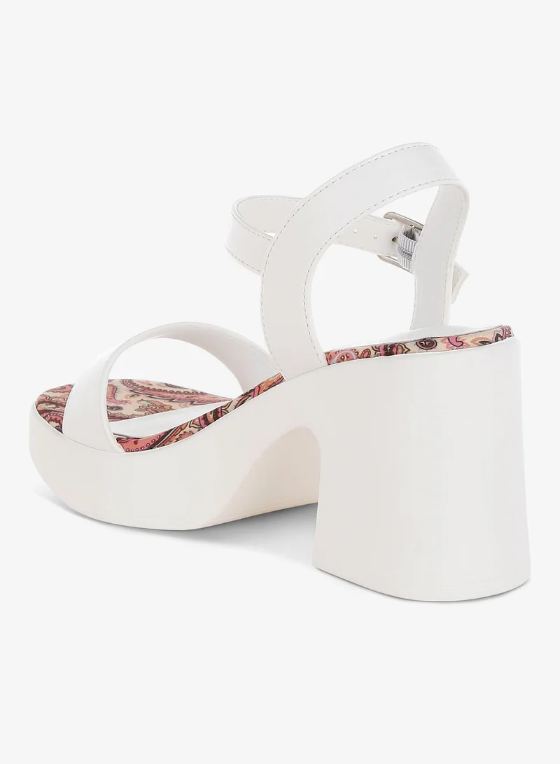 London Rag  Faux Leather Pin Buckle Platform Heels in White for Women | Best Price UAE