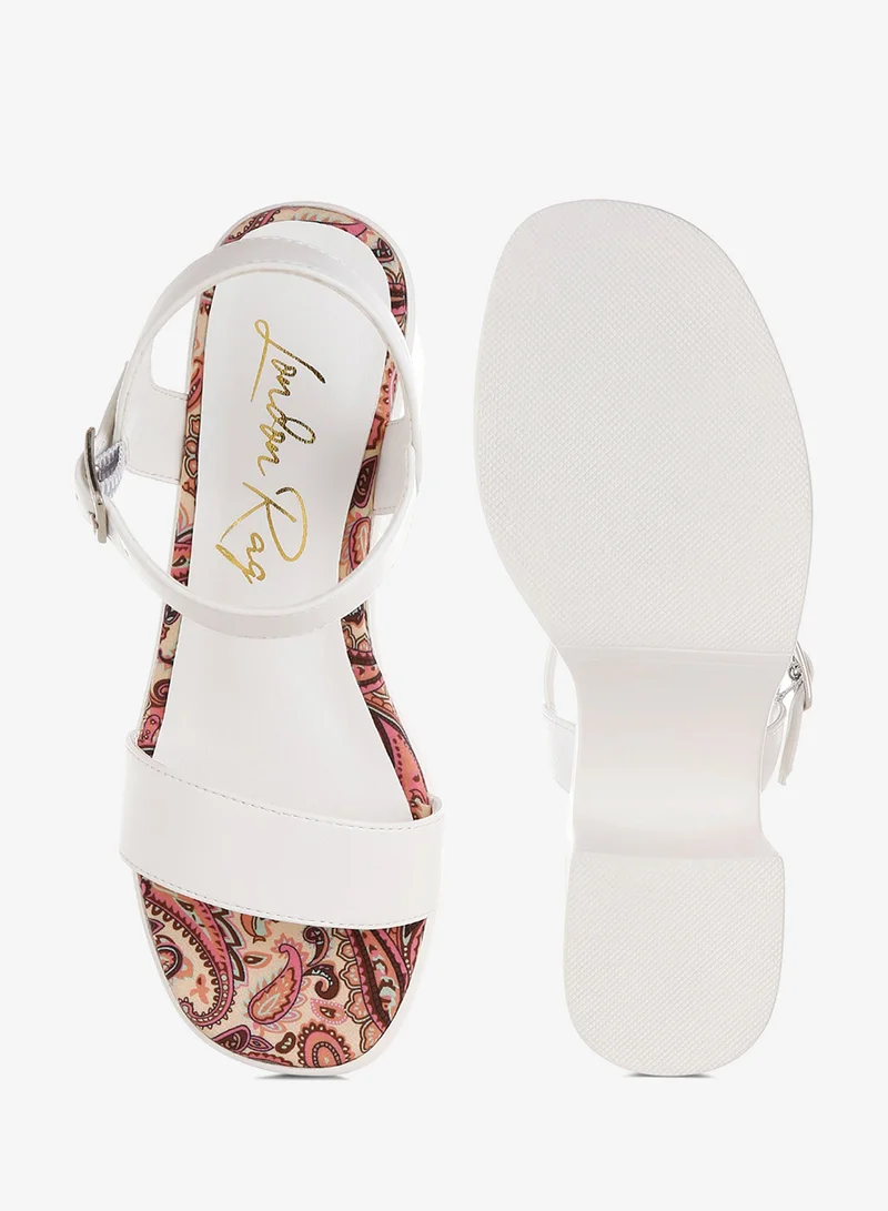 London Rag  Faux Leather Pin Buckle Platform Heels in White for Women | Best Price UAE
