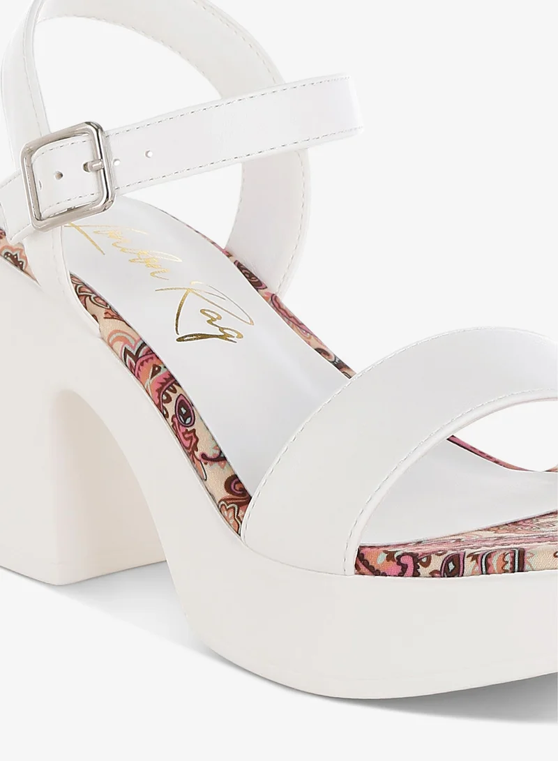 London Rag  Faux Leather Pin Buckle Platform Heels in White for Women | Best Price UAE