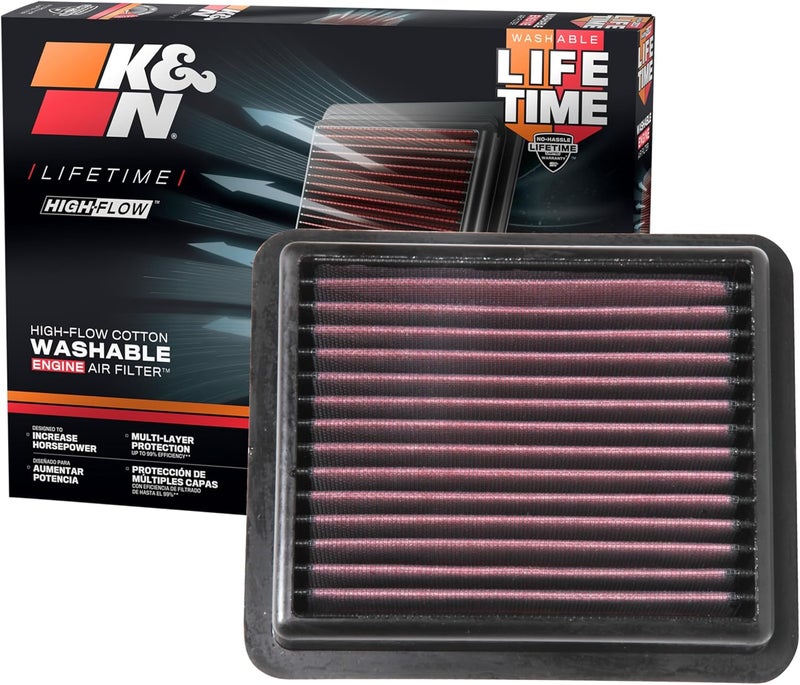 K+N Long term heavy use compatible Engine Air Filter: Reusable, Clean Every 75,000 Miles, Washable, Premium, Replacement Car Air Filter: Compatible with 2018-2019 Honda Accord, 33-5072 Efficiency boosted construction - Image 1