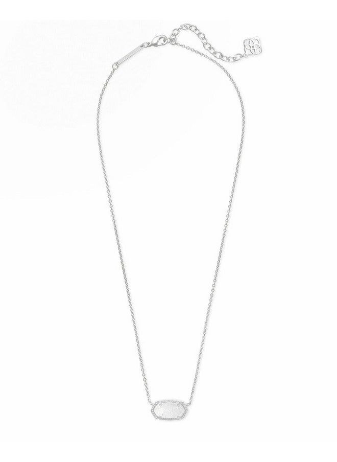 Kendra Scott Kendra Scott Elisa Pendant Necklace for Women, Fashion Jewelry, Rhodium-Plated Brass, White Opal  - Image 1