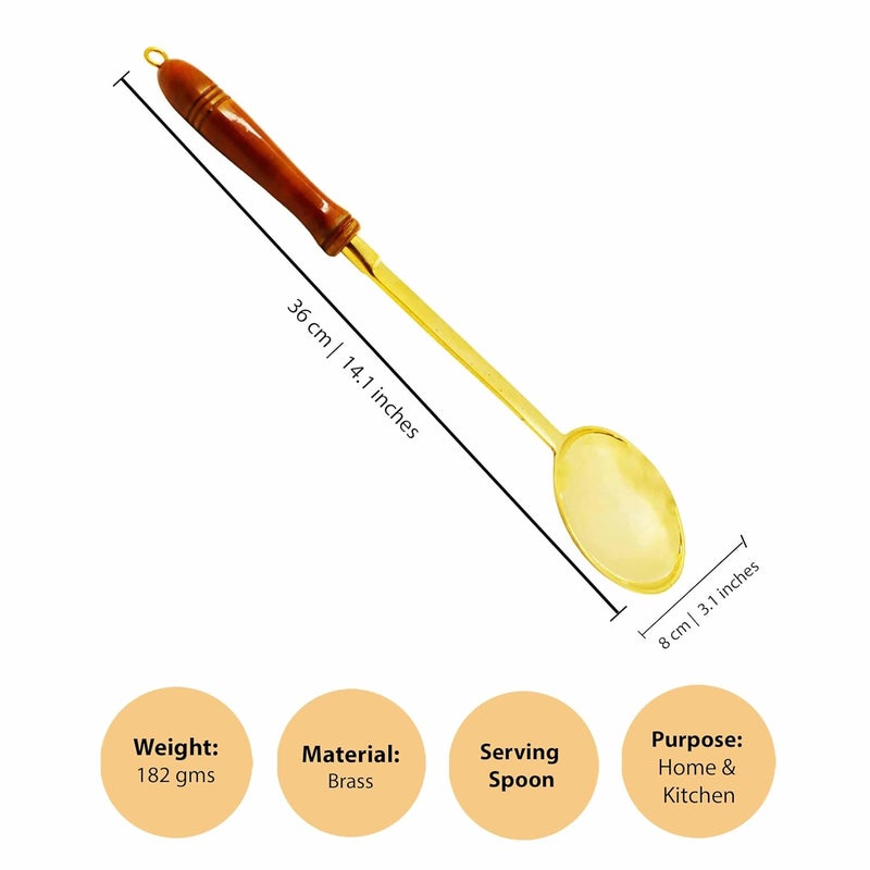 Putrika Traditional Handcrafted Brass Utensil Ladle Brass Cookware Serving Spoon Cooking LadleTableware Dinnerware Round Karandi - Image 4