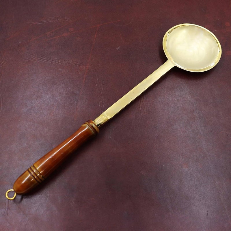 Putrika Traditional Handcrafted Brass Utensil Ladle Brass Cookware Serving Spoon Cooking LadleTableware Dinnerware Round Karandi - Image 1