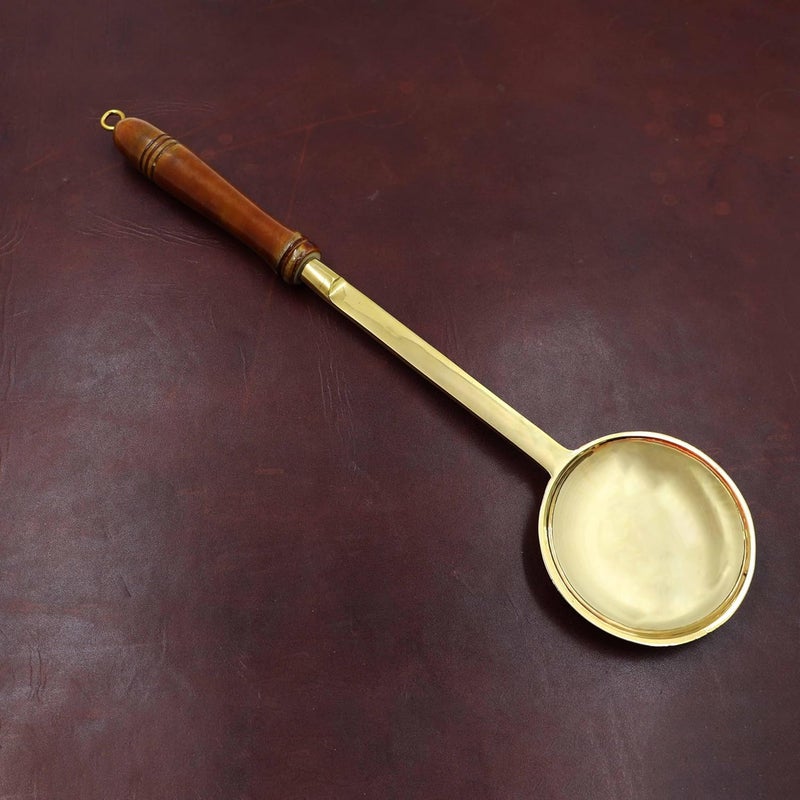 Putrika Traditional Handcrafted Brass Utensil Ladle Brass Cookware Serving Spoon Cooking LadleTableware Dinnerware Round Karandi - Image 2