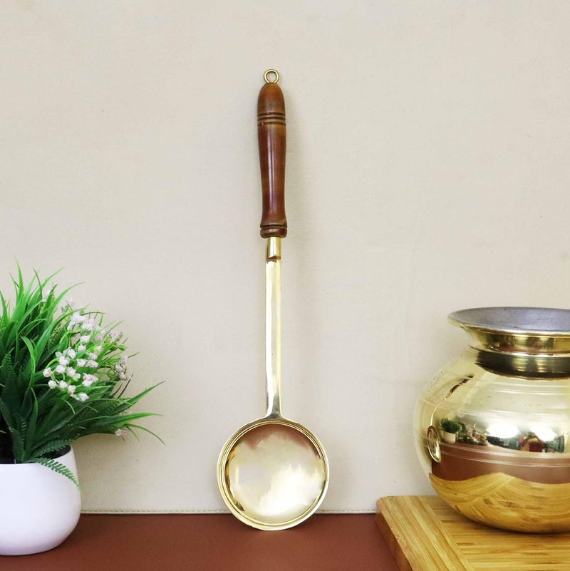 Putrika Traditional Handcrafted Brass Utensil Ladle Brass Cookware Serving Spoon Cooking LadleTableware Dinnerware Round Karandi - Image 5