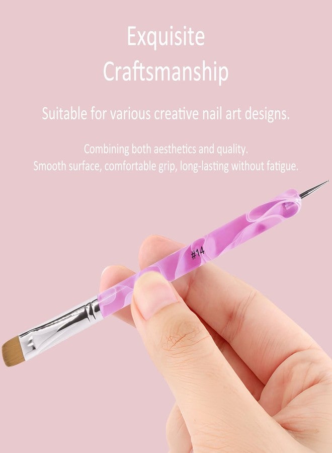 Kootinn Premium French Gel Acrylic Nail Art Brush & Dotting Tool - Professional Manicure Tool for Detailed Designs, Size #14 & #16, Elegant Pink Marble - Image 3