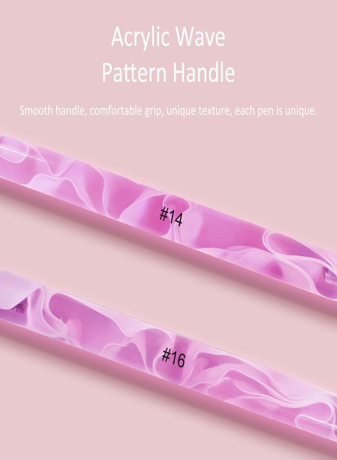 Kootinn Premium French Gel Acrylic Nail Art Brush & Dotting Tool - Professional Manicure Tool for Detailed Designs, Size #14 & #16, Elegant Pink Marble - Image 4