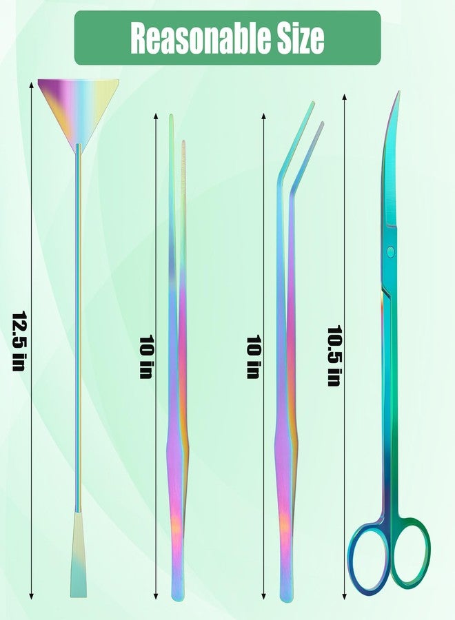 Liveek Aquarium Aquascape Tools Kit, 4 in 1 Anti-Rust Aquatic Plant Aquascaping Tool Stainless Steel Black Tweezers Scissors Spatula for Aquarium Tank Clean Fish Tank Aquascape Accessories Set - Image 2