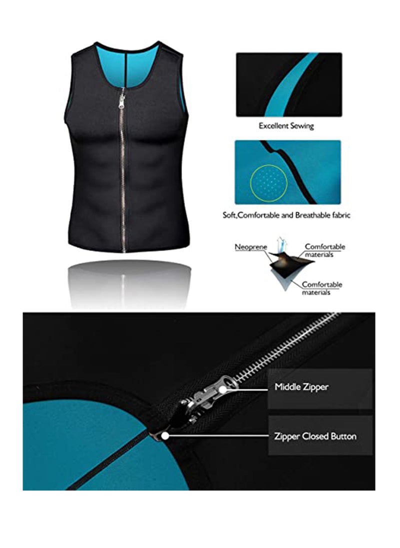 Y&D - Sauna Heat Trapping Vest for Men, Weight Loss Suit, Shirt Workout Tank, Sweat Zipper Jacket, Body Shaper Short Sleeve, Waist Trainer - Image 1