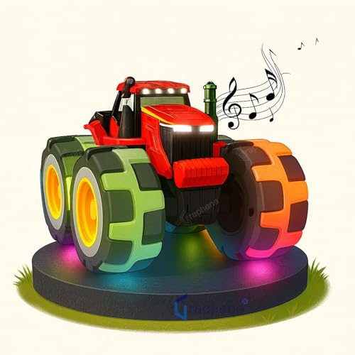 GRAPHENE Big Size Tractor Toy Friction-Powered Agricultural Vehicle with Flashing LED Wheels Music & Realistic Sounds Light-Up Monster Truck for Toddlers Gift for 1-5 Year Kids Boys Girl - Image 1
