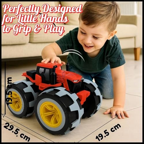 GRAPHENE Big Size Tractor Toy Friction-Powered Agricultural Vehicle with Flashing LED Wheels Music & Realistic Sounds Light-Up Monster Truck for Toddlers Gift for 1-5 Year Kids Boys Girl - Image 4