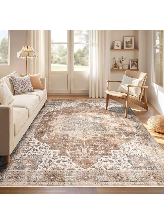 كيلا سجادة عصرية لغرفة المعيشة، غرفة النوم، سجادة المدخل، سجادة ناعمة مانعة للانزلاق، سجادة داخلية، سجادة بنقشة تجريدية قابلة للغسل (بني/ذهبي، 160 × 230 سم) - Image 5